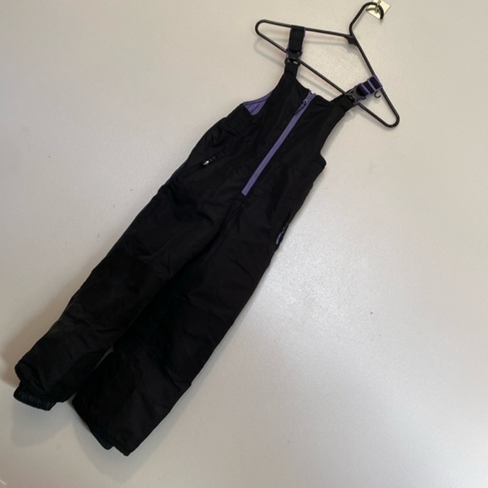 Champion blk purple front  zip adjustable strap snow pants s 6/6x